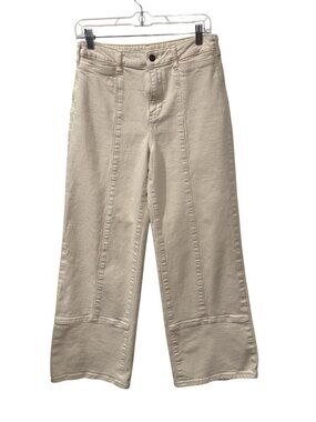 Anthropologie Pilcro Beige Wide-Leg High-Rise Pants Size 29 Front & Back Pockets